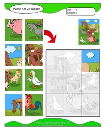 Puzzle Kes Yapıştır Çalışma Sayfaları